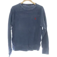 ポロ バイ ラルフローレン Polo by Ralph Lauren スウェット トレーナー XS 青 長袖 クルーネック ロゴ刺繍 /DU ■GY60