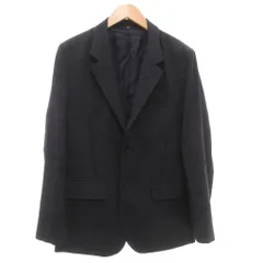 ランバン LANVIN テーラードジャケット シングル 2B 総裏地 センターベント ジップアップ 総柄 50 紺 ネイビー 黒 ブラック /GV ■GY62