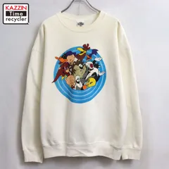 90s USA製 vintage WARNER BROS 両面プリント スウェット トレーナー メンズ 表記Lサイズのサムネイル