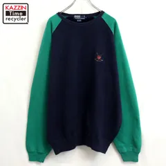 90s vintage RALPH LAUREN 2トーンカラー ラグラン スウェット トレーナー メンズ 表記Lサイズ
