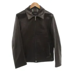 バーバリーブラックレーベル BURBERRY BLACK LABEL レザージャケット 革ジャン 羊革 ブルゾン ジップアップ 裏地チェック M 茶 ブラウン /FF ■GY62