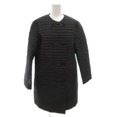 セオリーリュクス theory luxe ALANA  ダウンコート ノーカラー ダブル ひざ丈 40 黒 ブラック /FF ■GY62