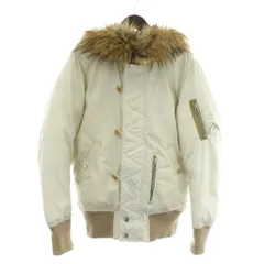 ディーゼル DIESEL N-2B フライトジャケット ミリタリー アウター 中綿 ファー フード ジップアップ S 白 ホワイト /XZ