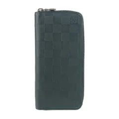 LOUIS VUITTON ルイ ヴィトン 長財布 ダミエ・アンフィニ ジッピーウォレット・ヴェルティカル N63548 オニキス シルバー金具 レザー メンズ ラウンドファスナー