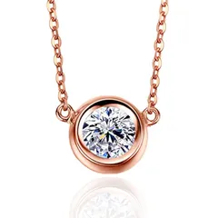【新品】 [IDOLCO] ネックレス レディース 最高級 ジルコニア 採用 ペンダント 一粒 CZダイヤモンド ネックレス 18K ピンクゴールド シルバー925 金属アレルギー対応 ネックレス レディースアクセサリー 誕生日 記念日 母の日 プレゼント 1