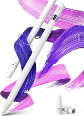 Stouchi 互換品 スタイラスペン iPad ペンシル 磁気吸着充電式 タッチペン フル充電後自動充電停止 傾き感知 パームリジェクション 自動スリープ 途切れも遅延なし マット仕上げ (ホワイト（磁吸＋開閉式スイッチタイプ）)