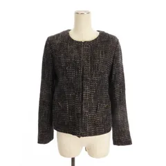 アーバンリサーチ URBAN RESEARCH ノーカラー ジャケット ツイード ウール レーヨン 紺 ネイビー F アウター