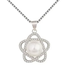 【新品】 Deelfel ネックレス レディース ブランド シルバー ベネチアンチェーン 細目 ジルコニア パール 星ネックレス おしゃれ スターペンダント 一粒 真珠 ステンレス 金属アレルギー対応 彼女 誕生日 ギフト アクセサリー 1