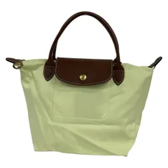 LONGCHAMP(ロンシャン) ハンドバッグ ル・プリアージュオリジナル ライトイエロー×ブラウン 折りたたみ/ミニバッグ レザー