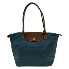LONGCHAMP(ロンシャン) ショルダーバッグ ル・プリアージュオリジナル ブルーグレー×ブラウン 折りたたみ レザー