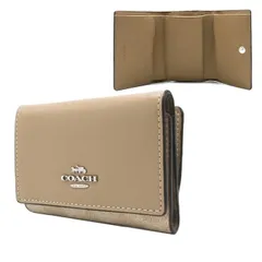 【新品】コーチ CW804 SVPWH (サンド×トープ) 財布 三つ折り財布 COACH シグネチャー キャンバス メタルロゴ マイクロ ウォレット アウトレット レディース