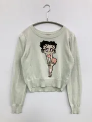 titty&Co. ティティーアンドコー ニット/セーター F ライトグリーン コットン 前面プリント ショート丈 長袖 クルーネック(丸首)