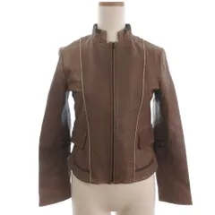 マックス&コー MAX&CO. レザージャケット ステッチ 茶 ブラウン 38 ■ECT