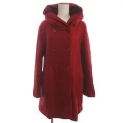 グローブ grove フーデッド ロングコート 起毛 赤 L ■GY56