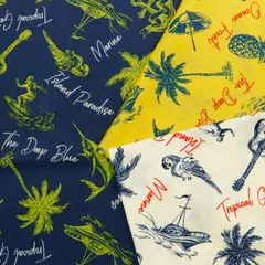 ヴィンテージライク ブロード生地  ハワイアン アロハシャツ 夏素材 シャツ サンドレス ハンドメイド 裁縫 手作り 巾着 バッグ 親子コーデ 50cm単位