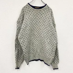 古着 used　90s～　AUTHENTIC　ウールニットセーター　バーズアイ　ヴィンテージ　灰色　グレー　XLサイズ【値引き交渉OK！】