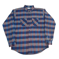 USA製 70-80s Five Brother Check Flannel L/S Shirt XL 青紫 ファイブブラザー 長袖シャツ ネルシャツ チェック柄 古着