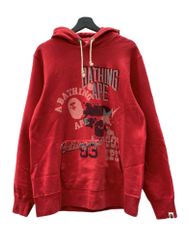 激レアL！A BATHING APE アイコン柄プルオーバーパーカー赤 BAPE 