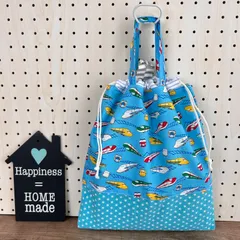 No.76【30×27】ループ付き⭐︎大きな持ち手付き巾着 ✳︎新幹線