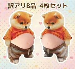 【訳アリB品 4枚セット】おなかぷにぷに スクイーズシール ぽっこりお腹 柴犬 3Dステッカー