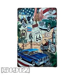 ［51912］ブリキ看板 ルート66 アメリカ合衆国 国道66号 シカゴ サンタモニカ オートバイ 自動車 US66 アンディーク アメリカン雑貨 ビンテージ ヴィンテージ ディスプレイ 映え 大陸横断 プレート インテリア ガレージ レストラン 飲食店