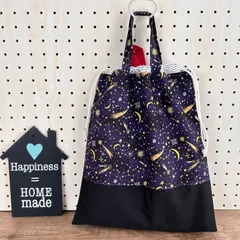 No.77【30×27】ループ付き⭐︎大きな持ち手付き巾着 ✳︎星　宇宙