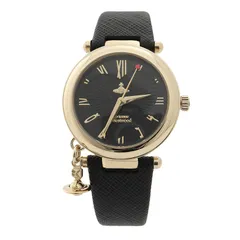 【新品】【１年保証】腕時計 防水 ブランドマーク レザー  Vivienne Westwood ヴィヴィアンウエストウッド VV006GDBLK  時計 レディース クオーツ ステンレス ゴールド ブラック ファッションウォッチ 並行輸入品