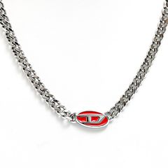 DIESEL ネックレス チェーン シルバー レッド - メルカリ