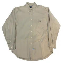 90s Polo Ralph Lauren USA BD L/S Shirt L カーキ ポロラルフローレン ボタンダウン 長袖シャツ プリント 古着