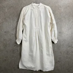 1900年代初頭 アンティーク リネンスモック ワンピース  レディースL-XL相当  古着  VINTAGE ユーロヴィンテージ ナイトドレス グランパシャツ フランスアンティーク 白色