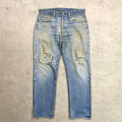 70年代 USA製 Levi's リーバイス 501 66後期 ストレート クラッシュデニムパンツ メンズW33相当 古着 70s ヴィンテージ VINTAGE アメカジ ジーンズ ポケット裏チェーンステッチ 黒カンヌキ アタリ ヒゲ 青色