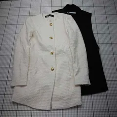 ◇ Θ ザラ ZARA ツイードノーカラージャケット＆ロングベストセット XSサイズ レディース E  【1602130005710】