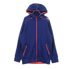adidas アディダス 裏起毛 ワンポイントロゴ 長袖 ジップパーカー M ブルー メンズ 古着
