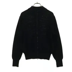 PLAIN PEOPLE プレインピープル バイカラー 長袖 ダブルジップ コットン ニットジャケット 4 ブラック レディース 古着