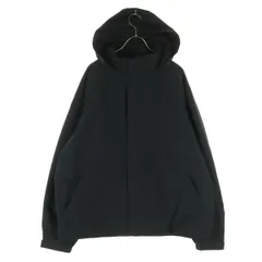 美品 UNIQLO ユニクロ ブロックテック 裏メッシュ 比翼 ナイロンジャケット L ブラック フード収納可 メンズ 古着