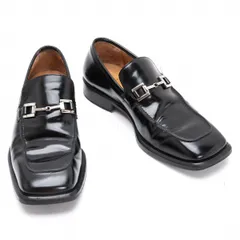 グッチGUCCI ホースビットスクエアトゥレザーローファー 黒40E (24.5cm位)