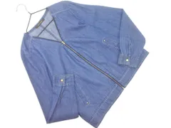 CIAOPANIC チャオパニック デニム調 ジップアップ ノーカラー ジャケット sizeM/紺 ■◇ レディース