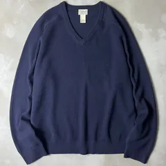 LLBean Vネック 無地 ラムウール ニット セーター XL / LLビーン エルエルビーン ウール ネイビー 紺
