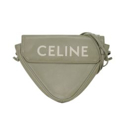 CELINE セリーヌ ロゴ プリント トライアングル バッグ スムース カーフ ホワイト ライトグレー バイカラー クロスボディ ポシェット ペールグレー ショルダーバッグ 195903DCS.10PG CELINE セリーヌ ロゴ プリント トライアングル バッグ スムース