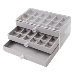 ideamall アクセサリーケース 引き出し 大容量 ジュエリー 収納 3段 グレー 