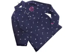 adidas アディダス ゴルフ カノコ 刺繍 総柄 ポロシャツ sizeM/紺 ■◇ レディース