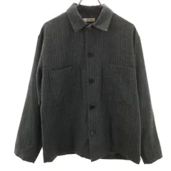 relume JOURNAL STANDARD レリューム ジャーナルスタンダード ストライプ柄 長袖 CPO シャツ L チャコールグレー メンズ 古着