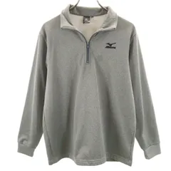 Mizuno ミズノ 長袖 ハーフジップ ウェア M グレー 裏起毛 メンズ 古着