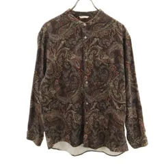 URBAN RESEARCH DOORS アーバンリサーチドアーズ ペイズリー柄 長袖 バンドカラーシャツ L ブラウン系 メンズ 古着