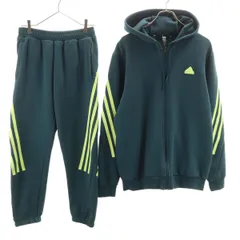 adidas アディダス 長袖 スウェット ジップパーカー 上下 セットアップ XL/M ネイビー系 メンズ 古着
