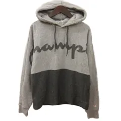 チャンピオン CHAMPION 裏起毛 ツートン プルオーバー パーカー ロゴ プリント グレー系 L