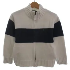 ポロ ラルフローレン POLO RALPH LAUREN ジップアップ ニット カーディガン ホワイト ネイビー 130