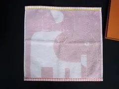■新品■未使用■ HERMES エルメス アニモー ブロック カレタオル コットン100％ ハンドタオル タオルハンカチ ピンク系 FT7261