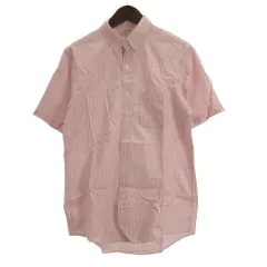 ブルックスブラザーズ BROOKS BROTHERS ボタンダウン シャツ 半袖 ストライプ 15 レッド系 260227E ■ECD001