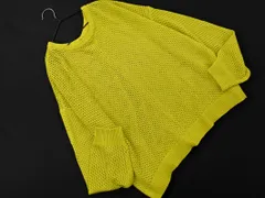 RODEO CROWNS ロデオクラウンズ バックボタン 透かし編み ニット セーター sizeF/黄緑 ■◇ レディース